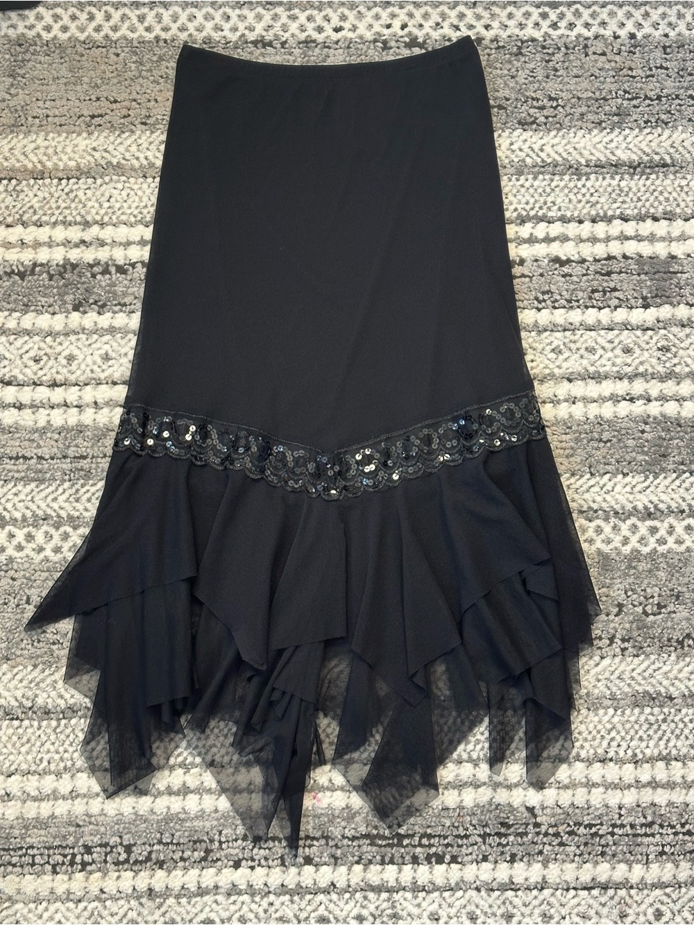 Black Maxi Skirt with Sequins